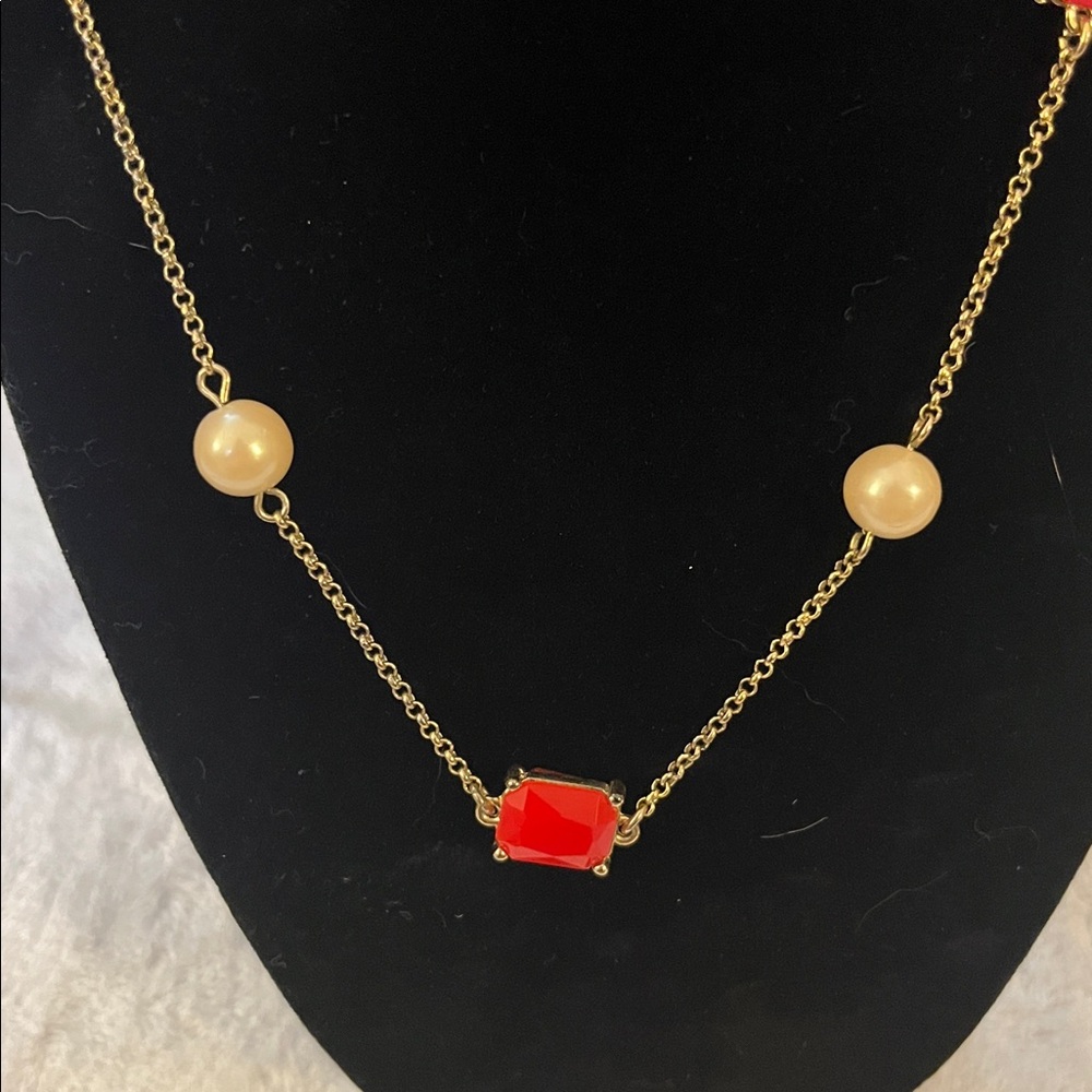 Kate Spade Red and Gold Necklace with Cream Accents - Picture 4 of 4